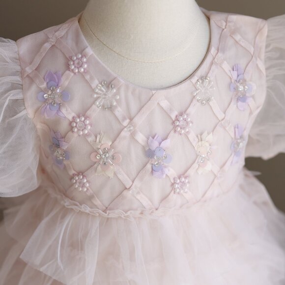 Tutu Du Monde Heavenly Pink Floral Lattice Bebe Tutu Dress Party Portrait NWT - Picture 8 of 8